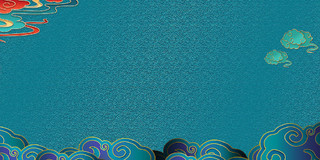 边框展板背景蓝色国潮简约底纹中式国潮展板背景